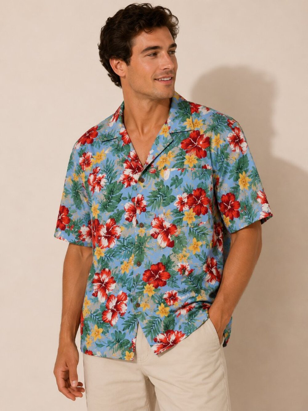 Havana Breeze Hawaiian Floral Button-Up Shirt | Men’s Large | Tropical Aloha Shi